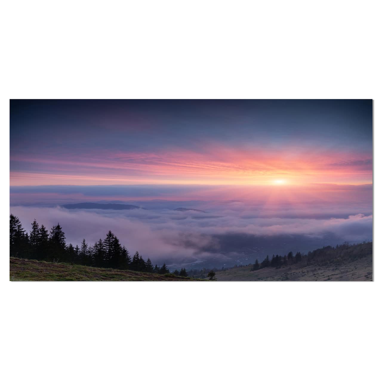 Designart - Sunrise in Purple Sky Over Mountains - Landscape Photography Canvas Print
